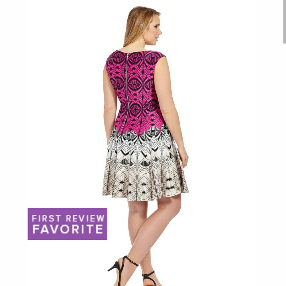 Julian Taylor - Two-Tone Geometric Print Dress - Picture 3 of 4